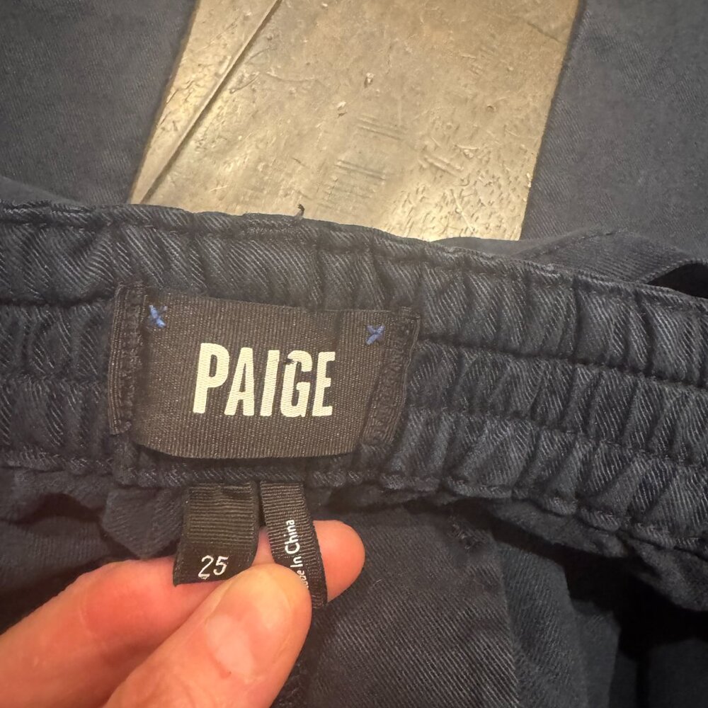 PAIGE Christy Navy Drawstring Waist Pants Women's Size 25 - Picture 6 of 13